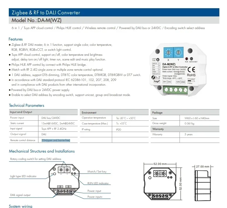 6 in 1 Zigbee&RF to DALI 컨버터 D - Philips Bulb Hue 리뷰 및 가격